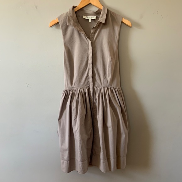 Elizabeth Klein beyond vintage Anthropologie beige tie waist dress - Picture 2 of 5